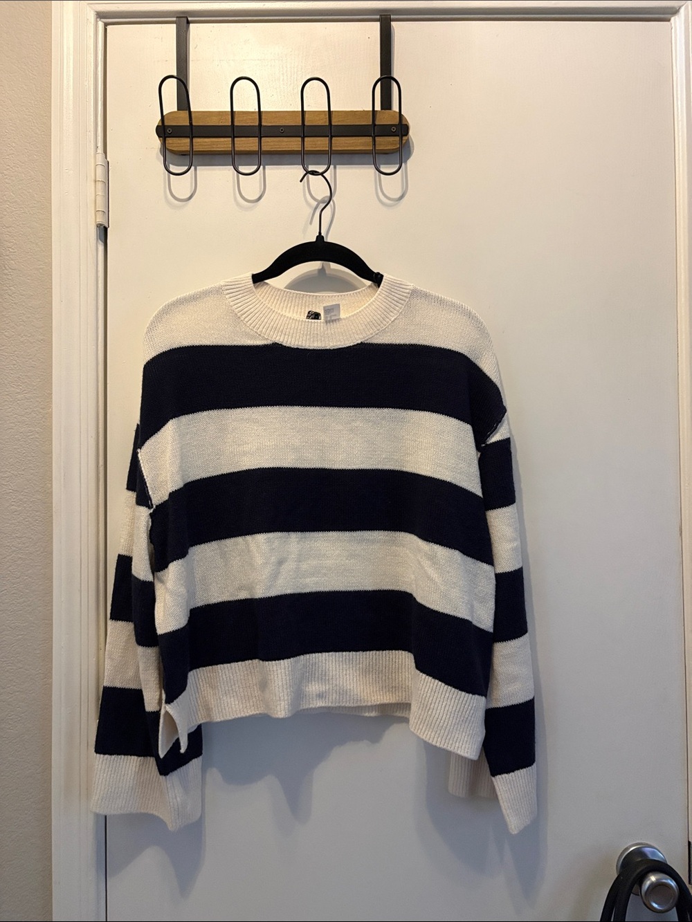 Divided by H&M Striped Navy and White Knit Sweater Coastal Nautical Size XL